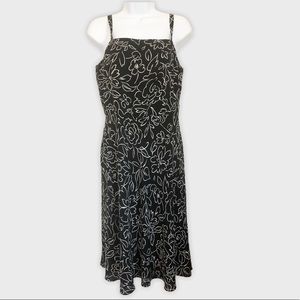 Ralph Lauren Silk Black & White Floral Midi Dress